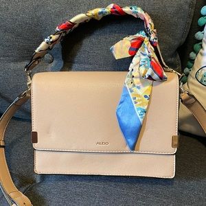 Tan Aldo Bag with Colorful Scarf